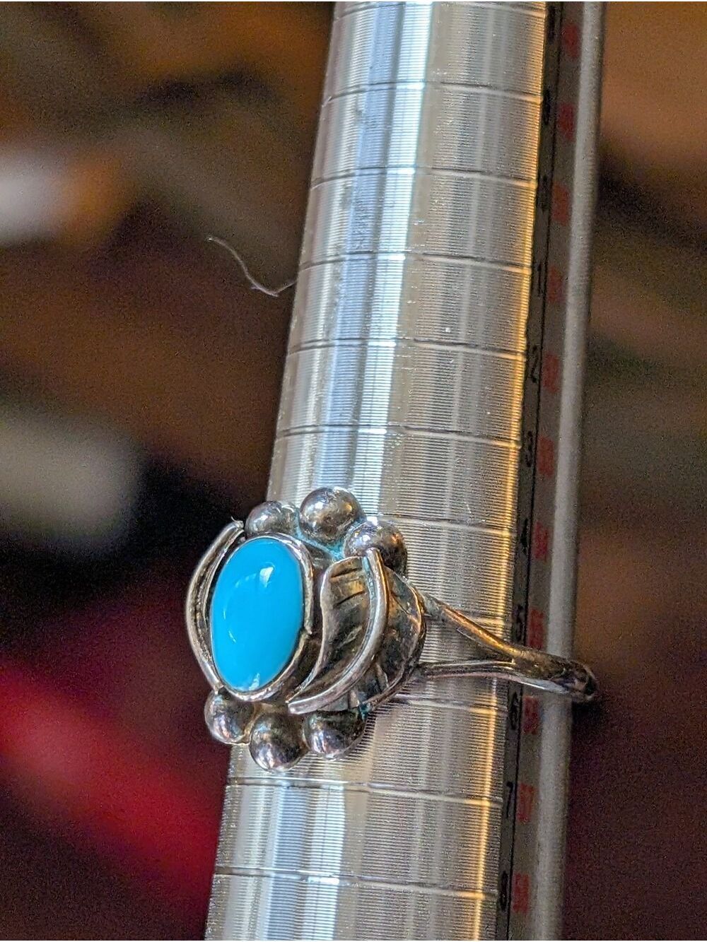 Mexican Sterling Silver 925 Blue Stone Cabochon Ring Artisan Handmade Vintage - Picture 5 of 15